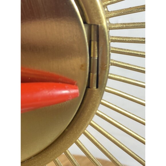 Midcentury Gold Sunburst Table Desk Clock Marble Base Made In USA 12" - Picture 14 of 16